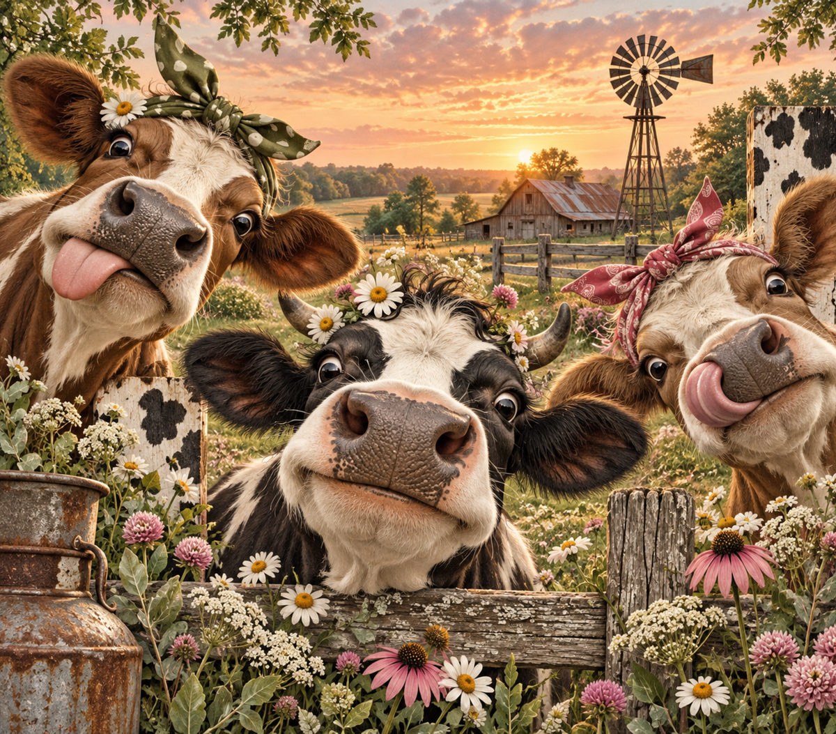 Three Funny Cows Tumbler Wrap Sublimation Design – Digital Download PNG