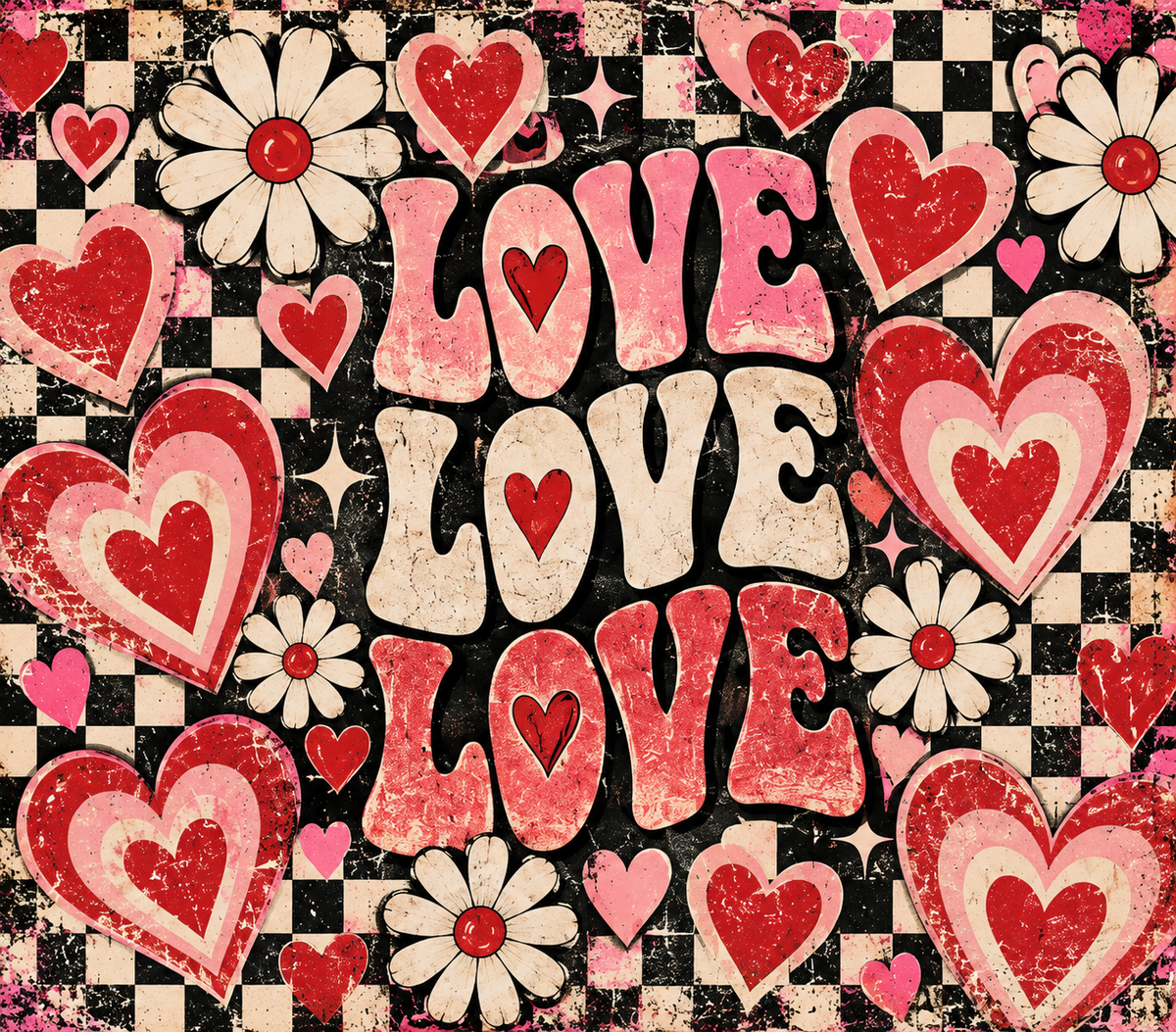 Love Love Love Tumbler Wrap Sublimation Design – Digital Download PNG