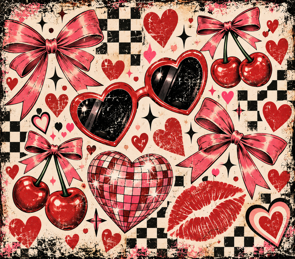Vintage Valentine Croquette Tumbler Wrap Sublimation Design – Digital Download PNG