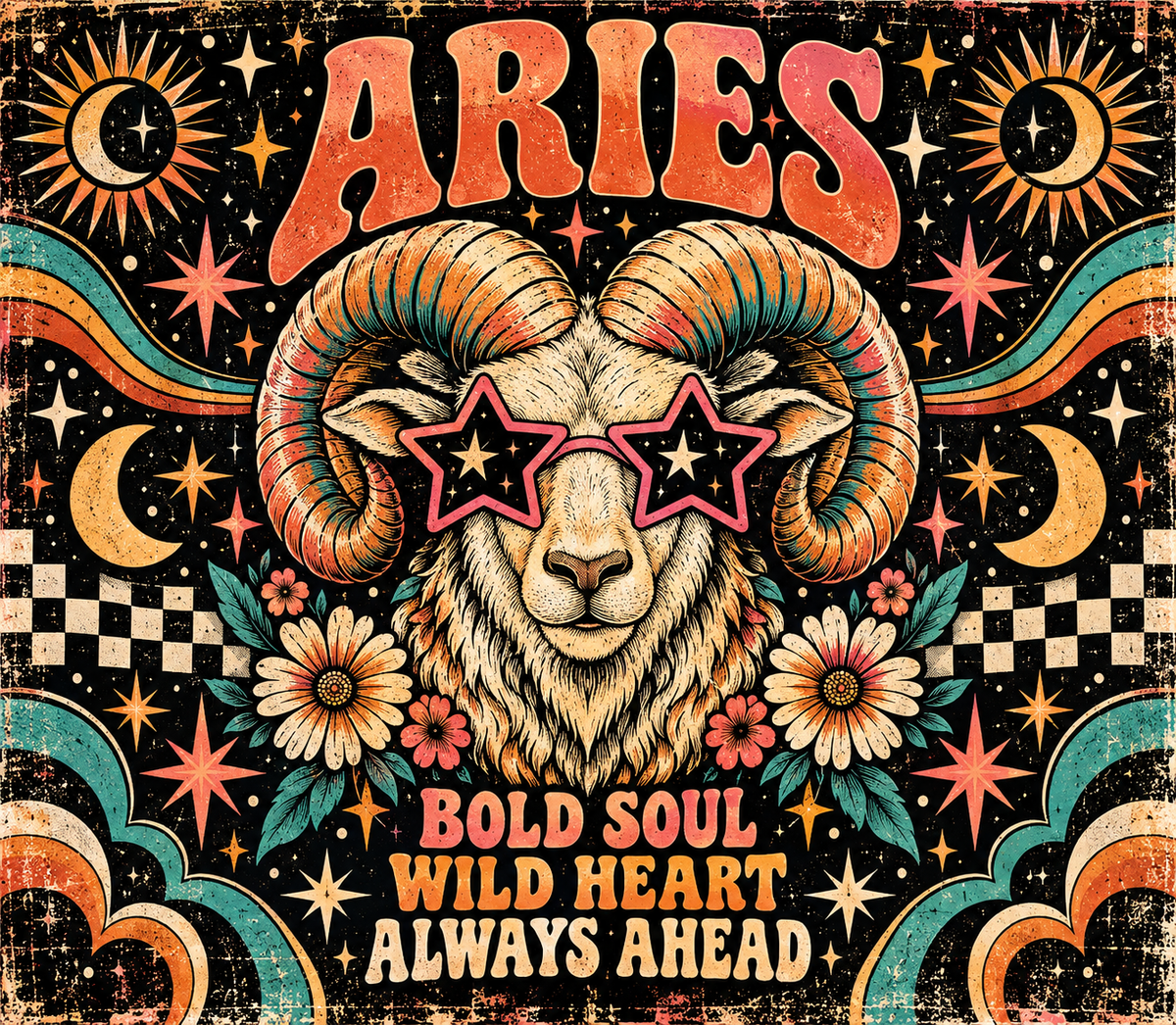 Aries Bold Soul and Wild Heart Zodiac Tumbler Wrap Sublimation Design – Digital Download PNG