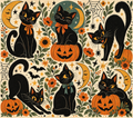 Black Cat and Pumpkins