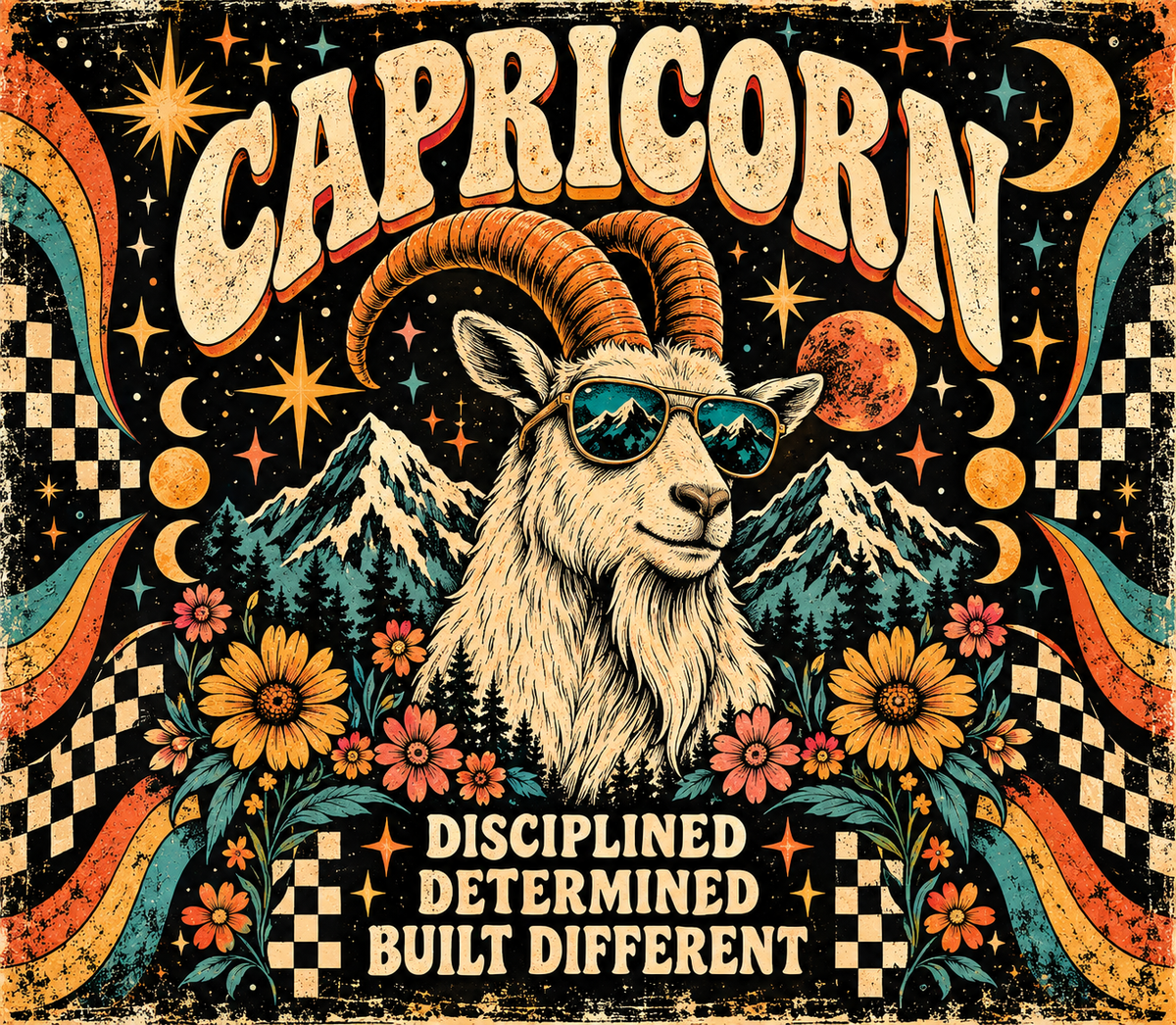 Capricorn Disciplined and Determined Zodiac Tumbler Wrap Sublimation Design – Digital Download PNG