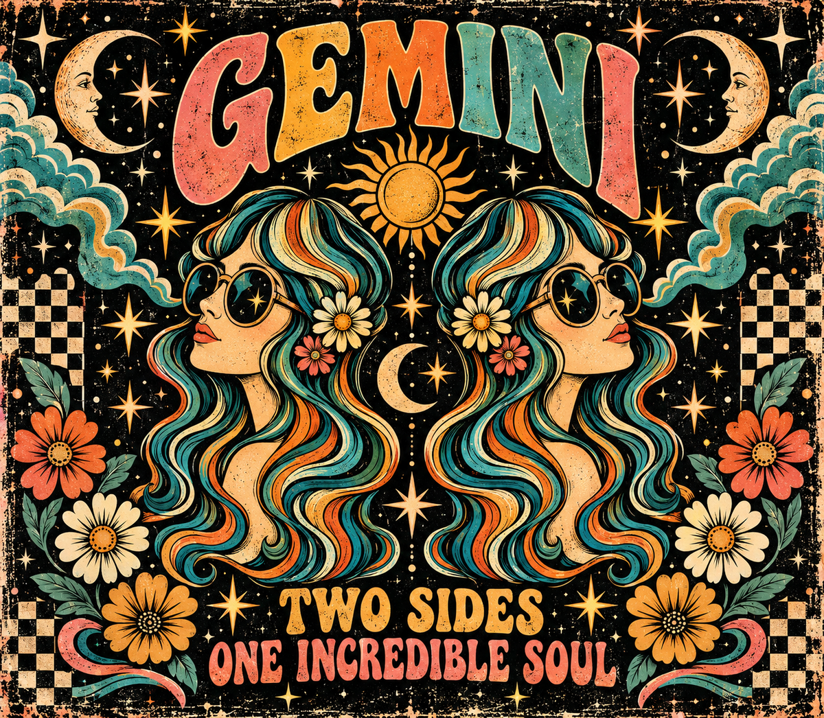 Gemini Zodiac Two Sides One Soul Tumbler Wrap Sublimation Design – Digital Download PNG