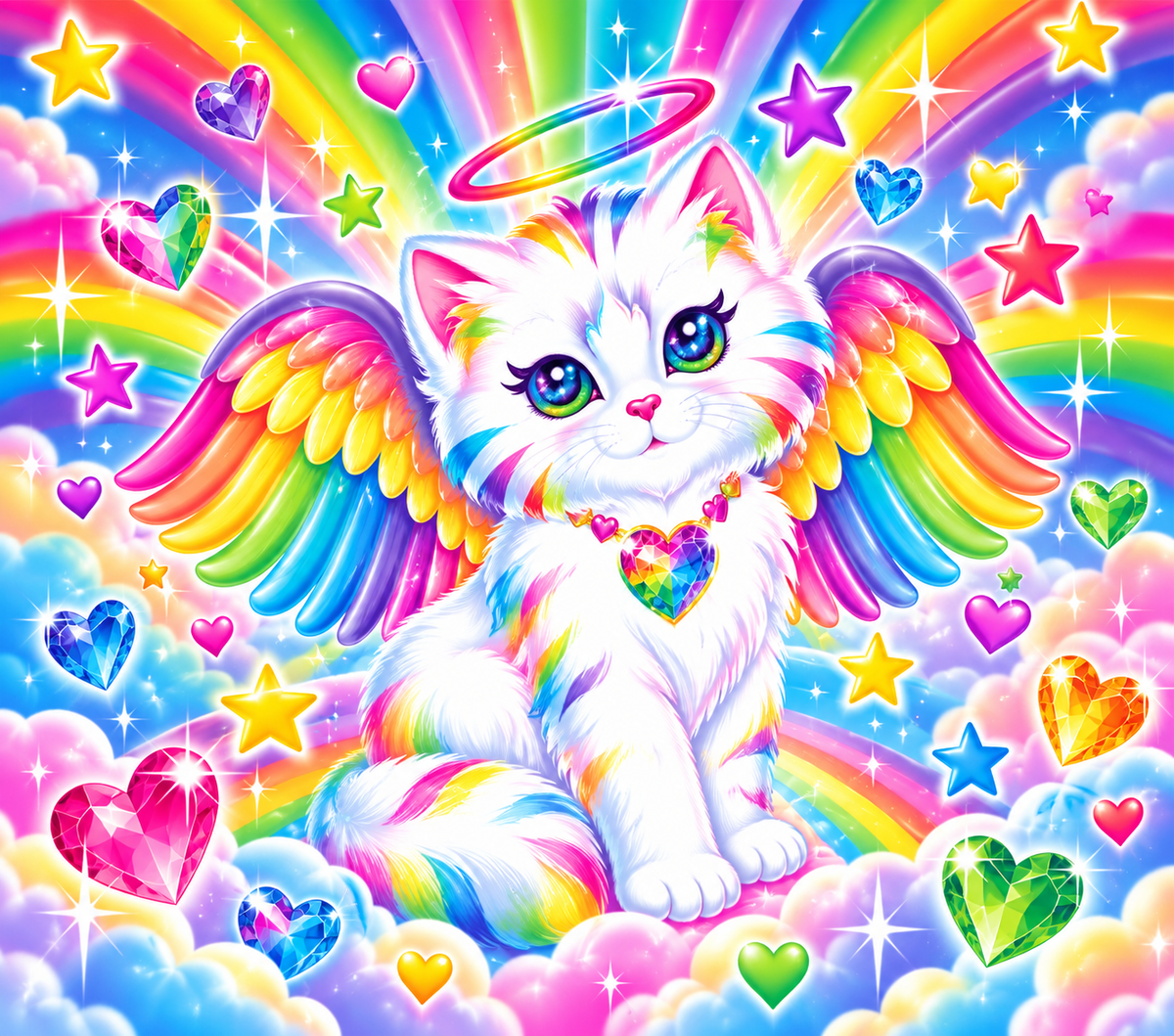 Lisa Frank Kitten with Wings Tumbler Wrap – Digital Download PNG