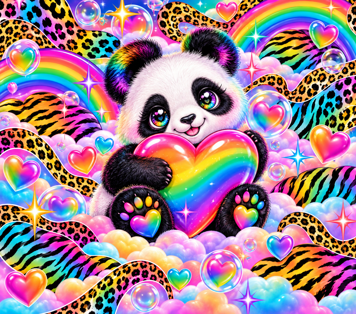Lisa Frank Panda Rainbow Tumbler Wrap – Digital Download PNG