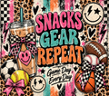 Snacks Gear Repeat Football Tumbler Wrap – Digital Download PNG