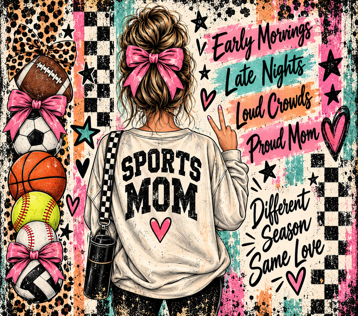 Sports Mom Crew Tumbler Wrap Sublimation Design – Digital Download PNG