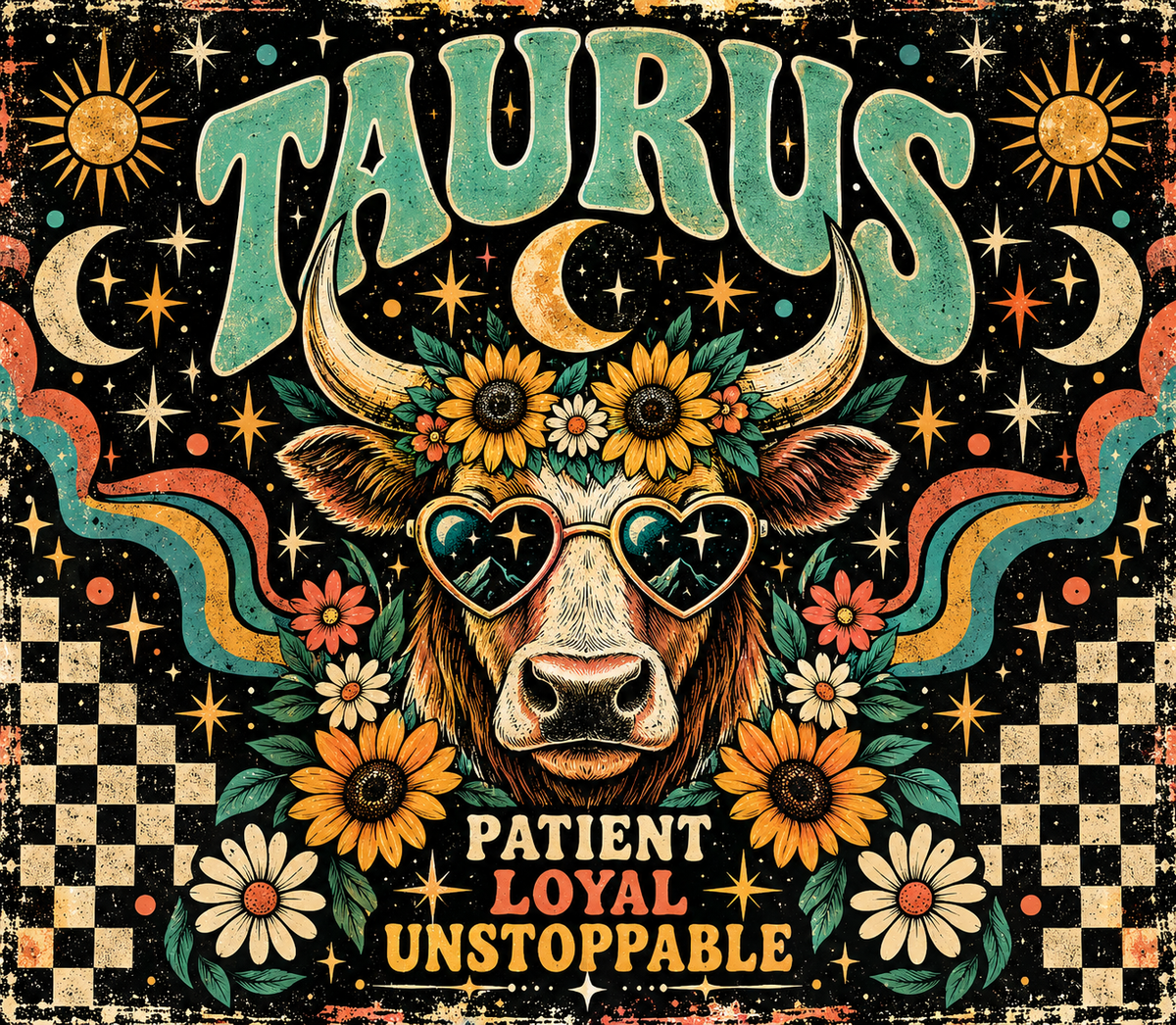 Taurus Zodiac Tumbler Wrap Sublimation Design – Digital Download PNG