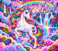 Lisa Frank Inspired Pretty Unicorn Rainbow Tumbler Wrap Sublimation Design – Digital Download PNG
